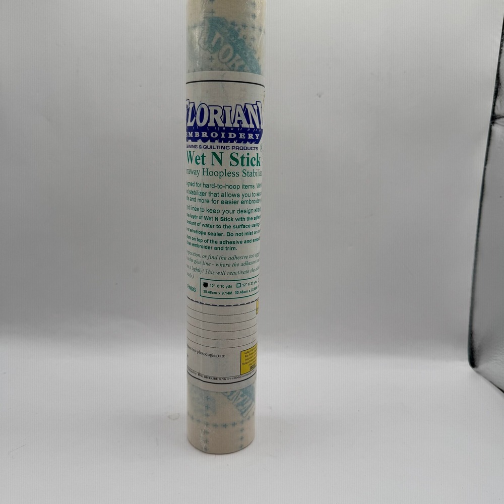 Floriani Wet N Stick Tearaway Hoopless Stabilizer 12in x 10yds White FWSG